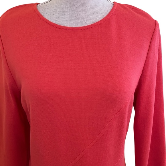 St. John "Pink Grapefruit" Wool Blend Bias Seam Flare Aline Dress 10 - Picture 2 of 13